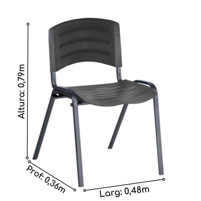 Cadeira Fixa Plástica 04 pés Cor Preto (Polipropileno) 31206 Araguaia Móveis para Escritório 5