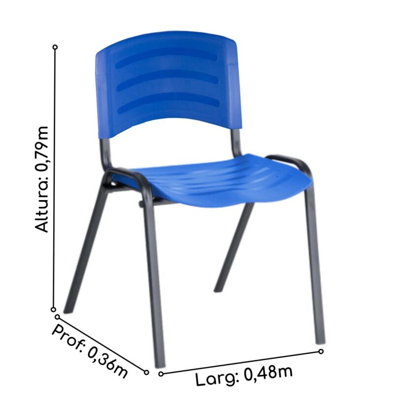 Cadeira Fixa Plástica 04 pés Cor Azul (Polipropileno) 31207 Araguaia Móveis para Escritório 3