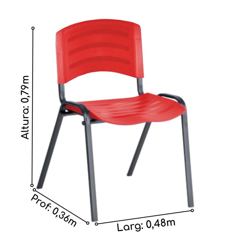 Cadeira Fixa Plástica 04 pés Cor Vermelho (Polipropileno) 31208 Araguaia Móveis para Escritório 3