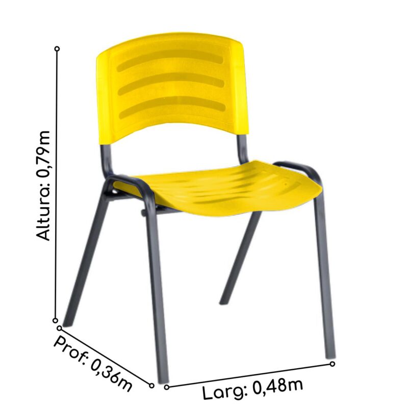 Cadeira Fixa Plástica 04 pés Cor Amarelo (Polipropileno) 31209 Araguaia Móveis para Escritório 3