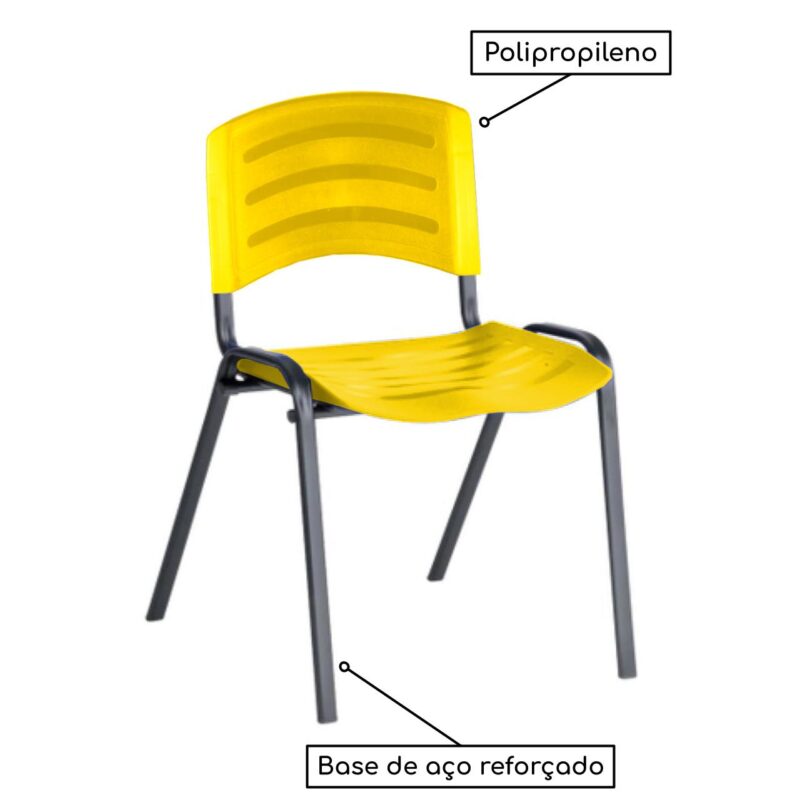 Cadeira Fixa Plástica 04 pés Cor Amarelo (Polipropileno) 31209 Araguaia Móveis para Escritório 4