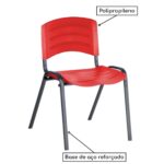 Cadeira Fixa Plástica 04 pés Cor Vermelho (Polipropileno) 31208 Araguaia Móveis para Escritório 8