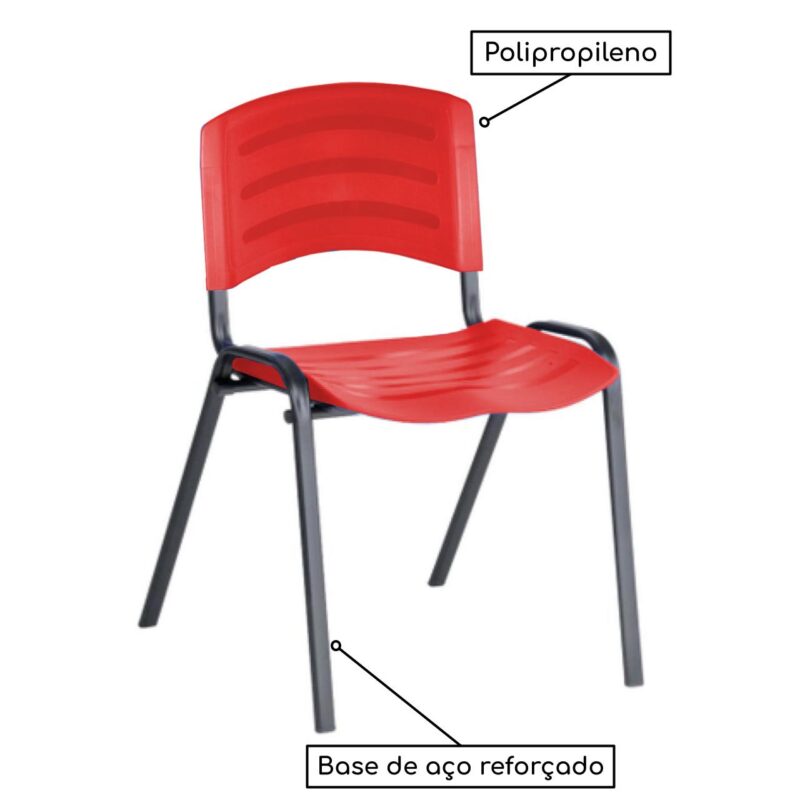 Cadeira Fixa Plástica 04 pés Cor Vermelho (Polipropileno) 31208 Araguaia Móveis para Escritório 4