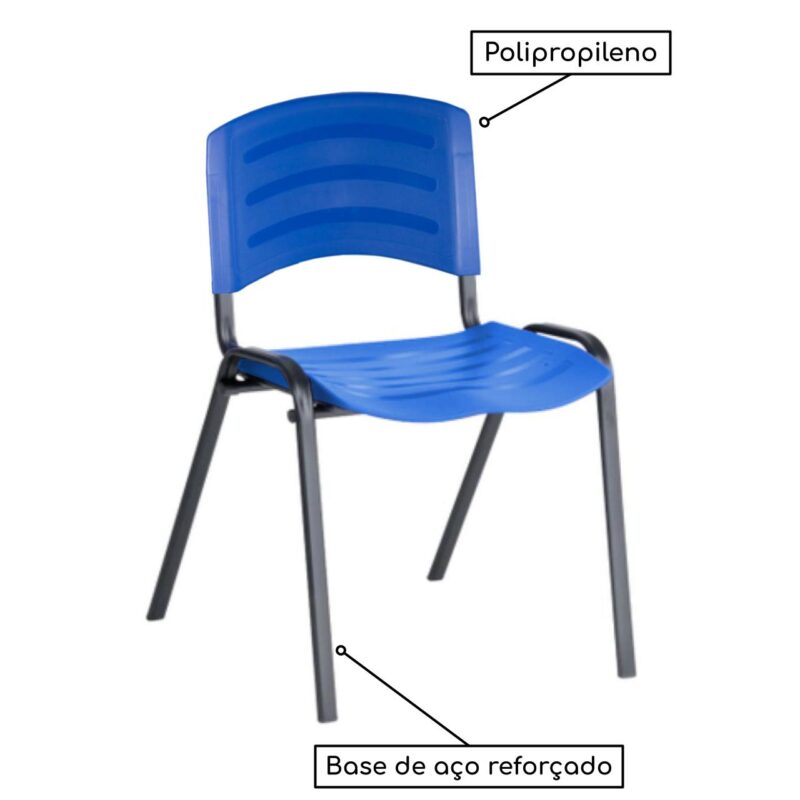 Cadeira Fixa Plástica 04 pés Cor Azul (Polipropileno) 31207 Araguaia Móveis para Escritório 4