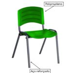 Cadeira Fixa Plástica 04 pés Cor Verde (Polipropileno) 31210 Araguaia Móveis para Escritório 7