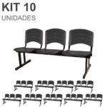 Kit 10 Cadeiras Longarinas PLÁSTICA 03 Lugares – Cor PRETO 33039 Araguaia Móveis para Escritório 7
