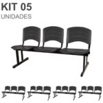 Kit 05 Cadeiras Longarinas PLÁSTICA 03 Lugares – Cor PRETO 33034 Araguaia Móveis para Escritório 7