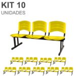 Kit 10 Cadeiras Longarinas PLÁSTICAS 03 Lugares – Cor Amarelo 33085 Araguaia Móveis para Escritório 7