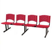 Cadeira Longarina PLASTICA 4 Lugares Cor Vermelho 33090 Araguaia Móveis para Escritório