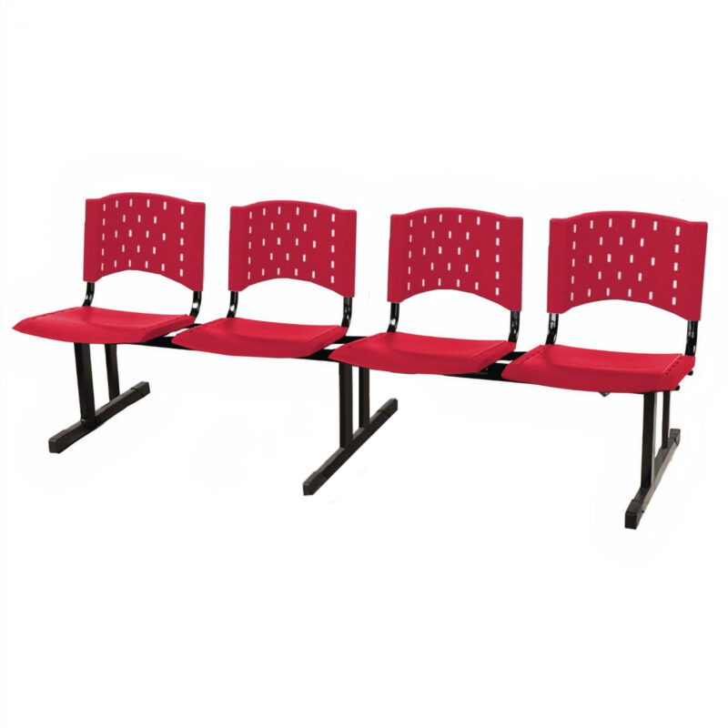 Cadeira Longarina PLASTICA 4 Lugares Cor Vermelho 33090 Araguaia Móveis para Escritório 2