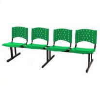 Cadeira Longarina PLASTICA 4 Lugares Cor Verde 33091 Araguaia Móveis para Escritório