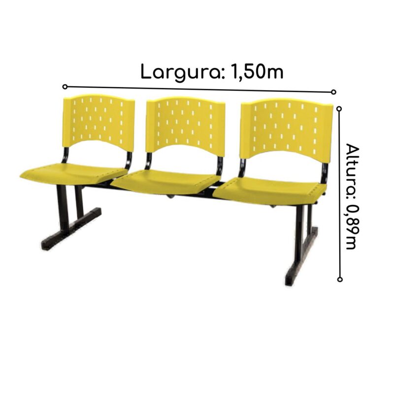 Cadeira Longarina PLÁSTICA 03 Lugares – Cor AMARELO 33094 Araguaia Móveis para Escritório 3