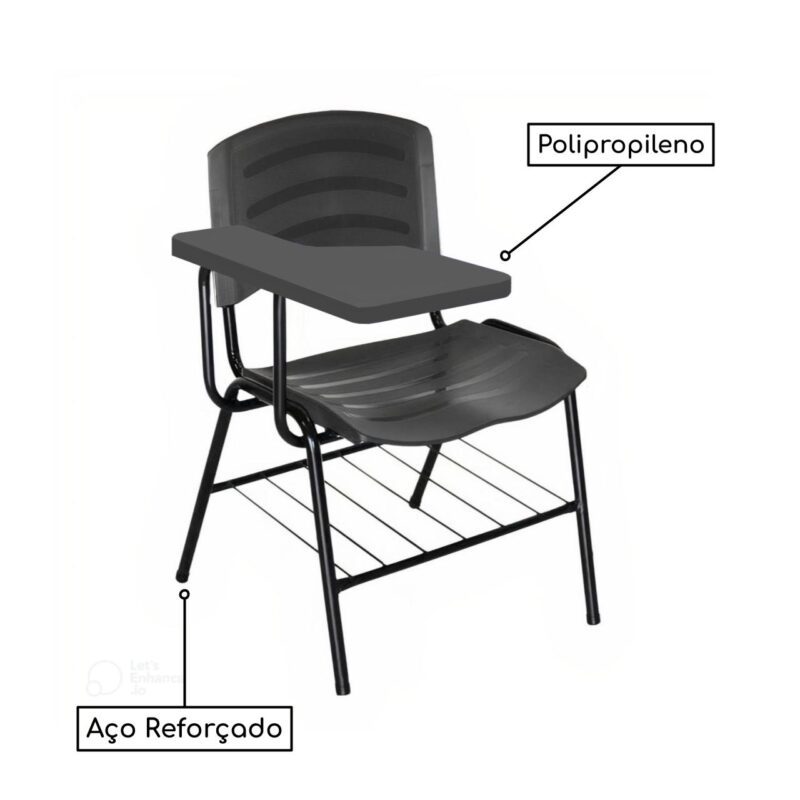 Cadeira Universitária Plástica Prancheta PLÁSTICA – COR PRETO 34020 Araguaia Móveis para Escritório 4