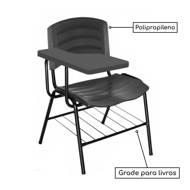 Cadeira Universitária Plástica Prancheta PLÁSTICA – COR PRETO 34020 Araguaia Móveis para Escritório 3
