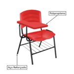Cadeira Universitária Plástica com Prancheta PLÁSTICA – COR VERMELHO 34022 Araguaia Móveis para Escritório 9