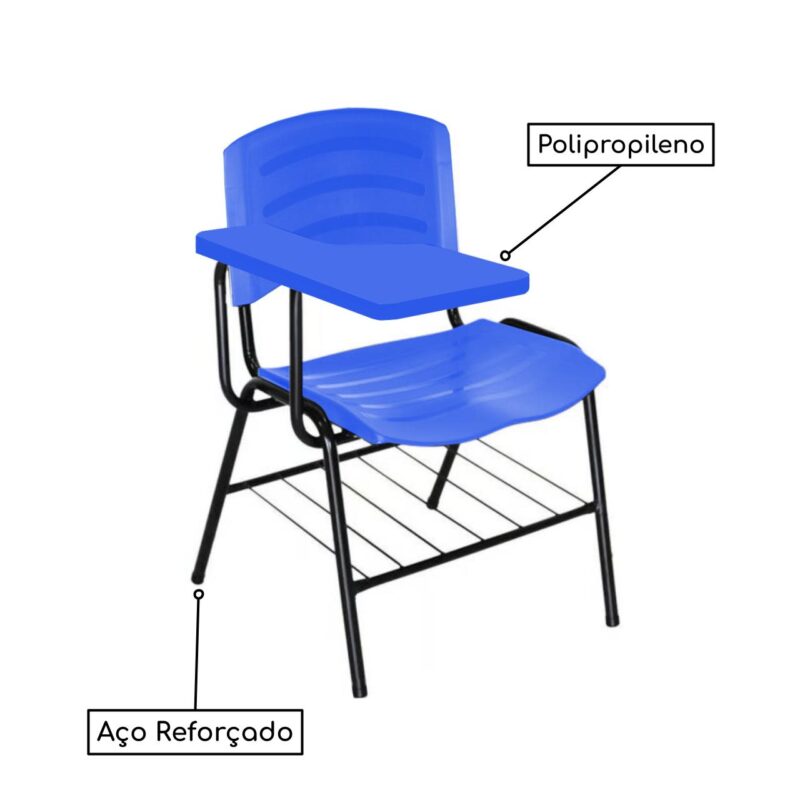 Cadeira Universitária Plástica Prancheta PLÁSTICA – COR AZUL 34023 Araguaia Móveis para Escritório 3