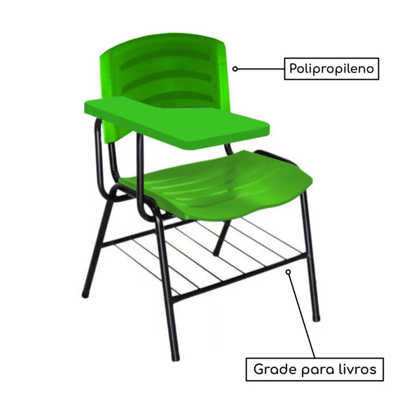 Cadeira Universitária Plástica com Prancheta PLÁSTICA – COR VERDE 34024 Araguaia Móveis para Escritório 3