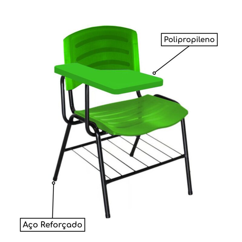 Cadeira Universitária Plástica com Prancheta PLÁSTICA – COR VERDE 34024 Araguaia Móveis para Escritório 4