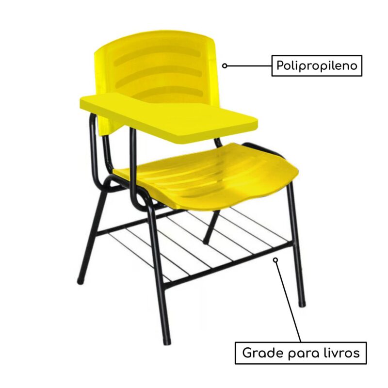 Cadeira Universitária Plástica com Prancheta PLÁSTICA – COR AMARELO 34025 Araguaia Móveis para Escritório 4