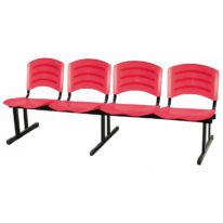 Cadeira Longarina PLASTICA 4 Lugares Cor Vermelho 33096 Araguaia Móveis para Escritório