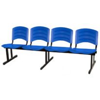 Cadeira Longarina PLASTICA 4 Lugares Cor Azul 33098 Araguaia Móveis para Escritório