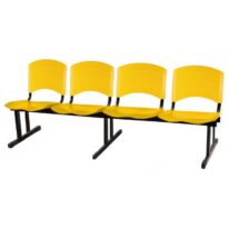 Cadeira Longarina PLASTICA 4 Lugares Cor Amarelo 33097 Araguaia Móveis para Escritório
