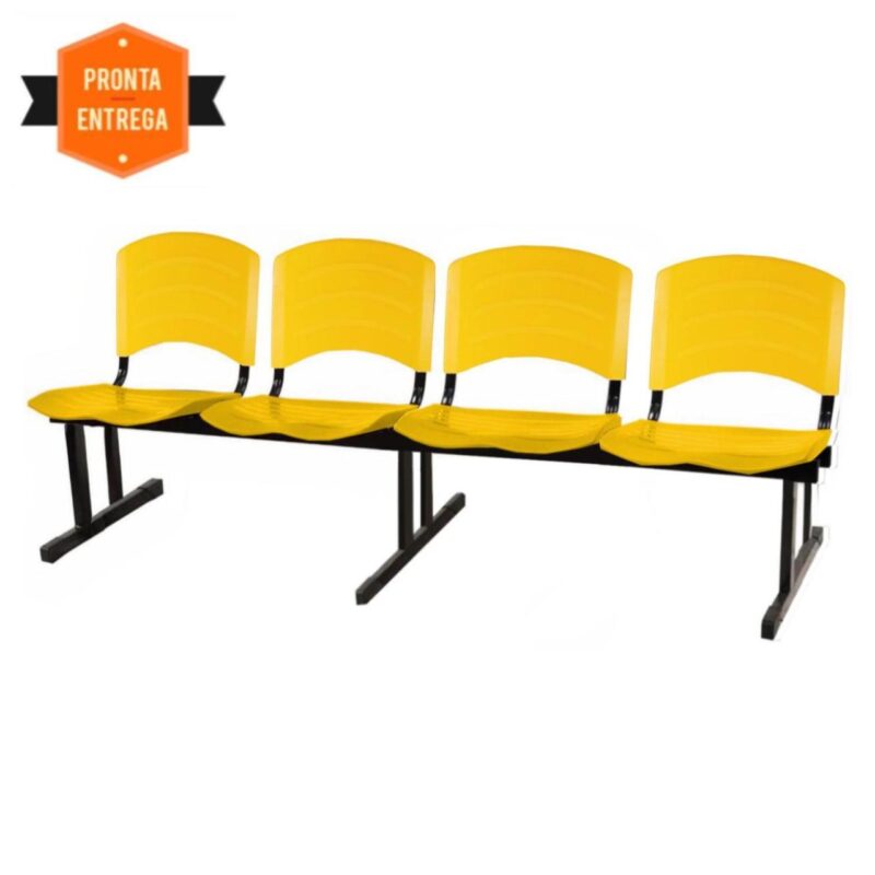 Cadeira Longarina PLASTICA 4 Lugares Cor Amarelo 33097 Araguaia Móveis para Escritório 3