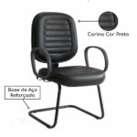 Cadeira DIRETOR COSTURADA Base em “S” Preta c/ Braço Corsa 30300 Araguaia Móveis para Escritório 7