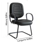 Cadeira DIRETOR COSTURADA Base em “S” Preta c/ Braço Corsa 30300 Araguaia Móveis para Escritório 8