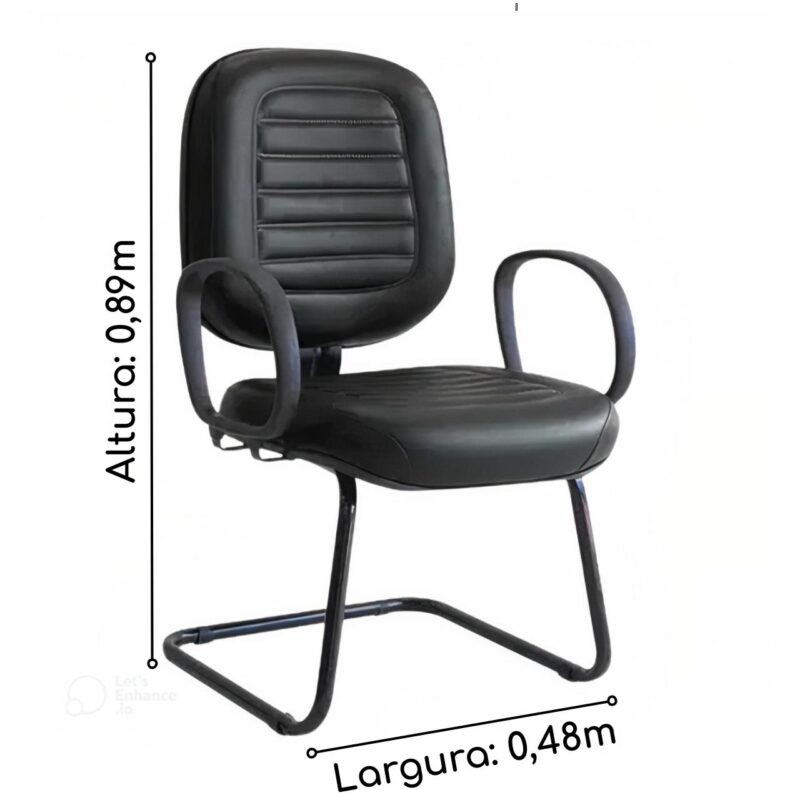 Cadeira DIRETOR COSTURADA Base em “S” Preta c/ Braço Corsa 30300 Araguaia Móveis para Escritório 4