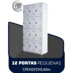 Armário Roupeiro de Aço c/ 12 Portas PEQUENAS – 1,95×0,92×0,40m – SA – CZ/CZ – 14001 Araguaia Móveis para Escritório 7