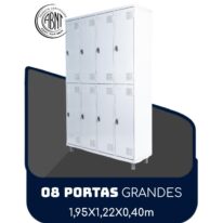 Armário Roupeiro de Aço c/ 08 Portas GRANDES – 1,95×1,22×0,40m – SA – CZ/CZ – 14003 Araguaia Móveis para Escritório