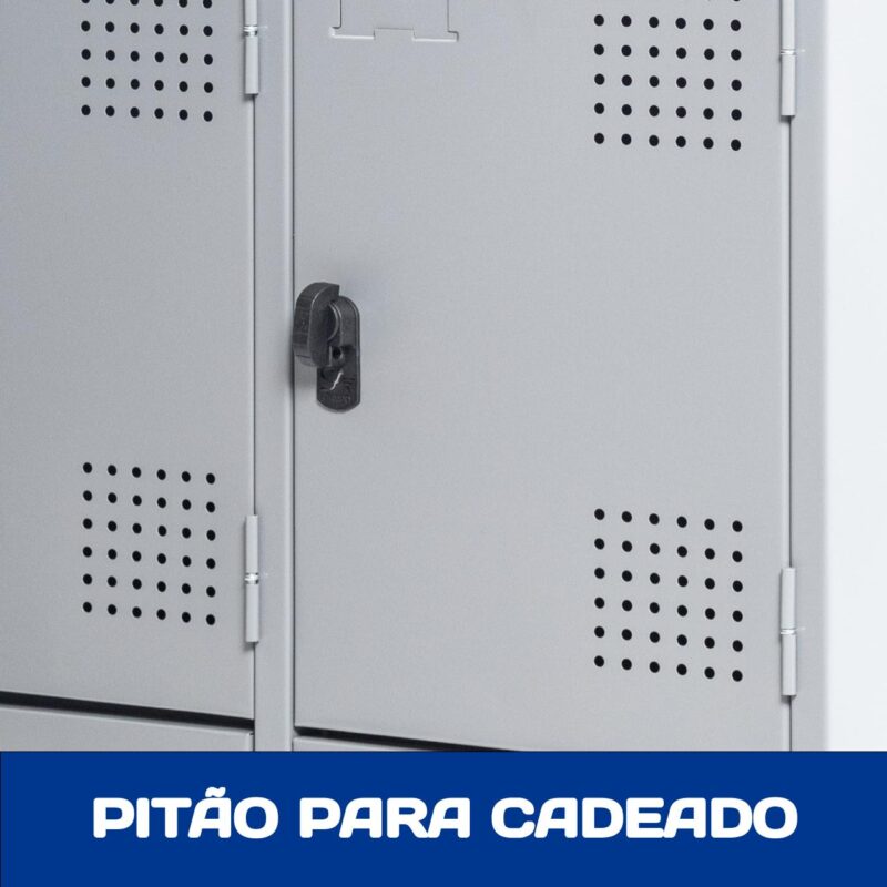 Armário Roupeiro de Aço c/ 08 Portas PEQUENAS 1,95×0,62×0,40m – SA – Cinza – 14002 Araguaia Móveis para Escritório 6