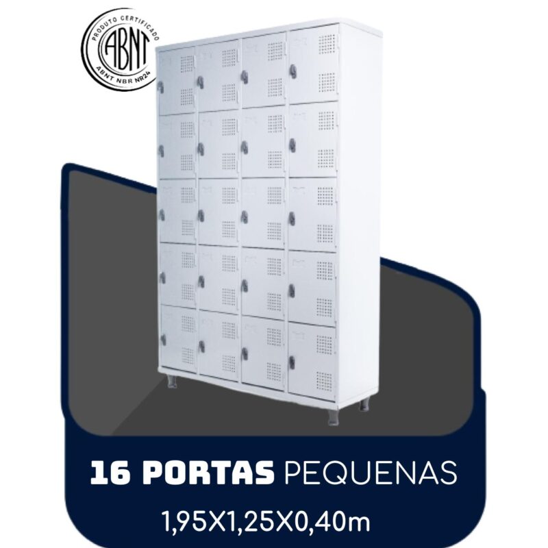 Armário Roupeiro de Aço c/ 16 Portas PEQUENAS – 1,95×1,25×0,40m – SA – CZ/CZ – 14000 Araguaia Móveis para Escritório 2