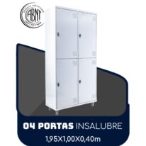 Roupeiro de Aço INSALUBRE com 04 Portas – 1,95×1,00×0,40m – CZ/CZ – SA – 14006 Araguaia Móveis para Escritório