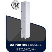Armário Roupeiro de Aço c/ 02 Portas GRANDES – 1,95×0,34×0,40m – SA – CZ/CZ – 14007 Araguaia Móveis para Escritório