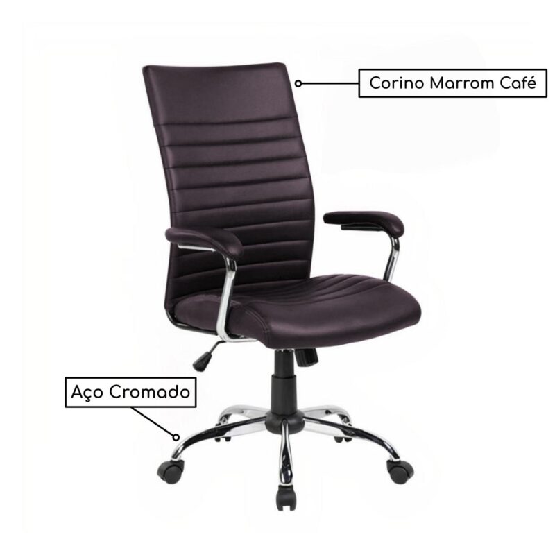Cadeira de Escritório Diretor Luna – Cor Marrom Café – PMD – 34004 Araguaia Móveis para Escritório 4