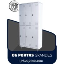 Armário Roupeiro de Aço c/ 06 Portas GRANDES – 1,95×0,92×0,40m – SA – CZ/CZ – 14009 Araguaia Móveis para Escritório