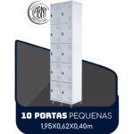 Armário Roupeiro de Aço c/ 10 Portas PEQUENAS – 1,95×0,62×0,40m – SA – CZ/CZ – 14010 Araguaia Móveis para Escritório 6