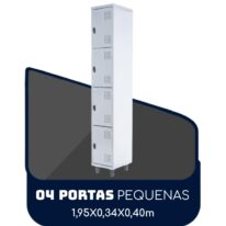 Armário Roupeiro de Aço c/ 04 Portas PEQUENAS 1,95×0,34×0,40m PEQUENAS – SA – CZ/CZ – 14011 Araguaia Móveis para Escritório