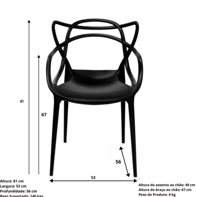 Cadeira Interlocutor OSLO para Escritório ou Jantar – Polipropileno – Cor Preto – 48005 Araguaia Móveis para Escritório 5