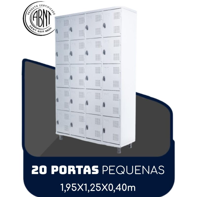Roupeiro de Aço 20 portas Pequenas – 1,95×1,25×0,40m – CZ/CZ – SA – 14004 Araguaia Móveis para Escritório 2