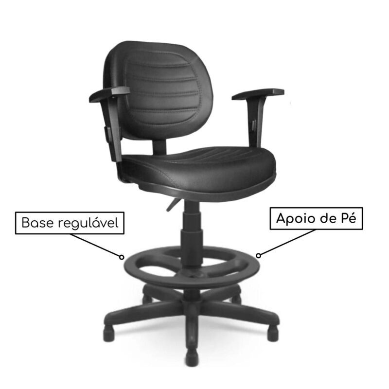 Cadeira Caixa EXECUTIVA COSTURADA – (Aranha PMD) – Cor Preta – 35002 Araguaia Móveis para Escritório 5