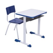 Kit Escolar Individual AZUL – (Mesa e Cadeira) – JUVENIL – MADEIRA – COR AZUL – 40091 Araguaia Móveis para Escritório