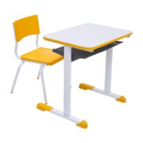Kit Escolar Individual AMARELO – (Mesa e Cadeira) – JUVENIL – MDF – COR AMARELO – 40094 Araguaia Móveis para Escritório