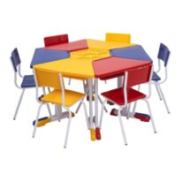 Conjunto HEXAGONAL Mesas e Cadeiras – 02 A 06 anos – INFANTIL 41098 Araguaia Móveis para Escritório