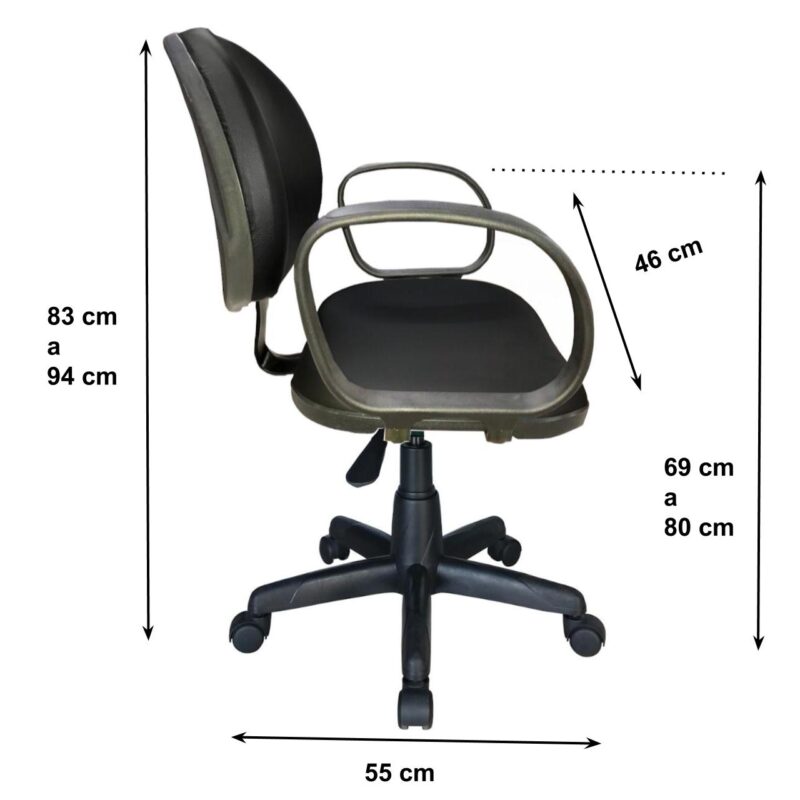 Cadeira Executiva LISA Giratória com Braço Corsa Cor Preta – 31001 Araguaia Móveis para Escritório 3