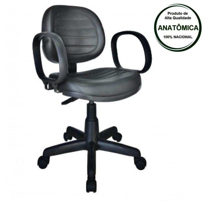 Cadeira Executiva COSTURADA Giratória com Braço CORSA Cor Preta – 31004 Araguaia Móveis para Escritório 3