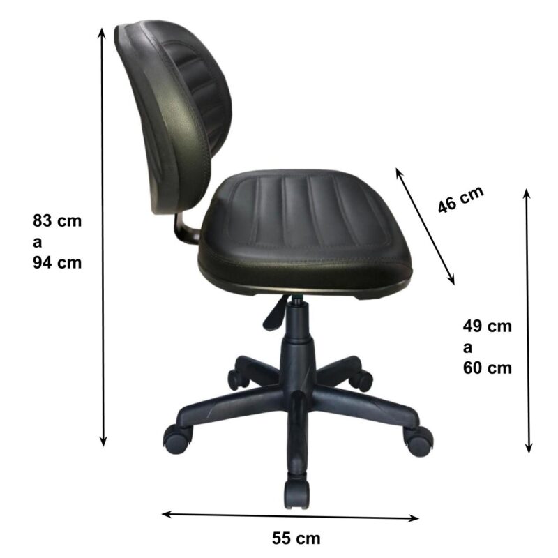 Cadeira Executiva COSTURADA Giratória sem Braços – Cor Preta 31002 Araguaia Móveis para Escritório 4