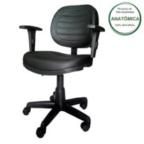 Cadeira Executiva COSTURADA Giratória com Braços Reguláveis Cor Preta – 31005 Araguaia Móveis para Escritório